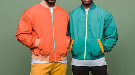 Vibrant Vintage Streetwear Aesthetic with Colorful Windbreakers and Neon Sneakers