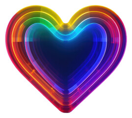 Wall Mural - PNG  3D render of neon small heart icon rainbow light night.