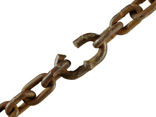 Wall Mural - rusty broken chain isolated on transparent background