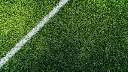 Top View of Green Artificial Turf Field with Intersecting White Lines