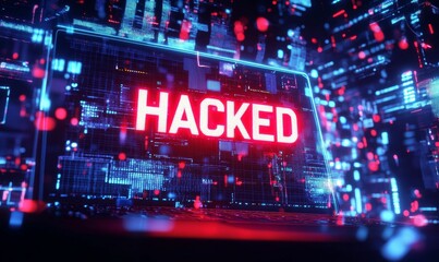 Hacked message on a computer screen.