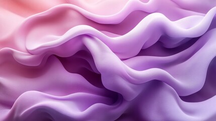 Fototapete - Silky fabric displays gentle waves and folds in soft pink and purple hues, illuminated by natural light, creating an elegant and serene atmosphere.