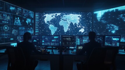 Cybersecurity Experts Monitoring Global Network