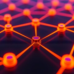 Abstract network visualization with glowing orange connections