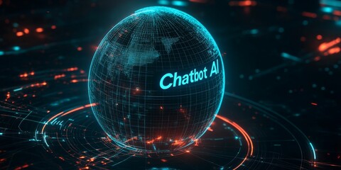 Chatbot AI globe futuristic tech concept.