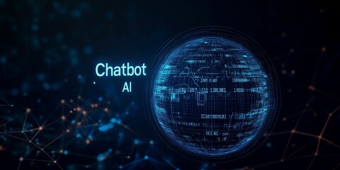 Chatbot AI futuristic globe with digital code.
