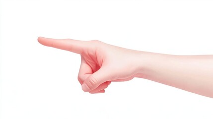 realistic 3d finger pointing gesture, smooth skin texture, peach-toned male hand, vector illustration, clean white background, minimalist design, anatomically accurate, soft shadows