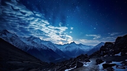 Wall Mural - night landscape with colorful milky way beautiful mountain starry sky with milky way space backgroun