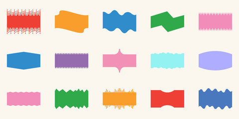 Wall Mural - colorful abstract shapes set. pastel geometric wavy design elements. website divider decoration. sim