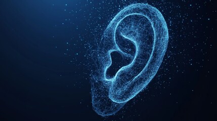 Wall Mural - Digital Wireframe Ear Illustration