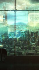 Wall Mural - encryption of data on the network. 3d render