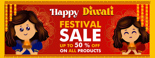 Wall Mural - Diwali Festival Offer Poster Design Template , Happy Deepawali. Diwali Sale.