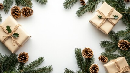 free space topview christmas concept on white background
