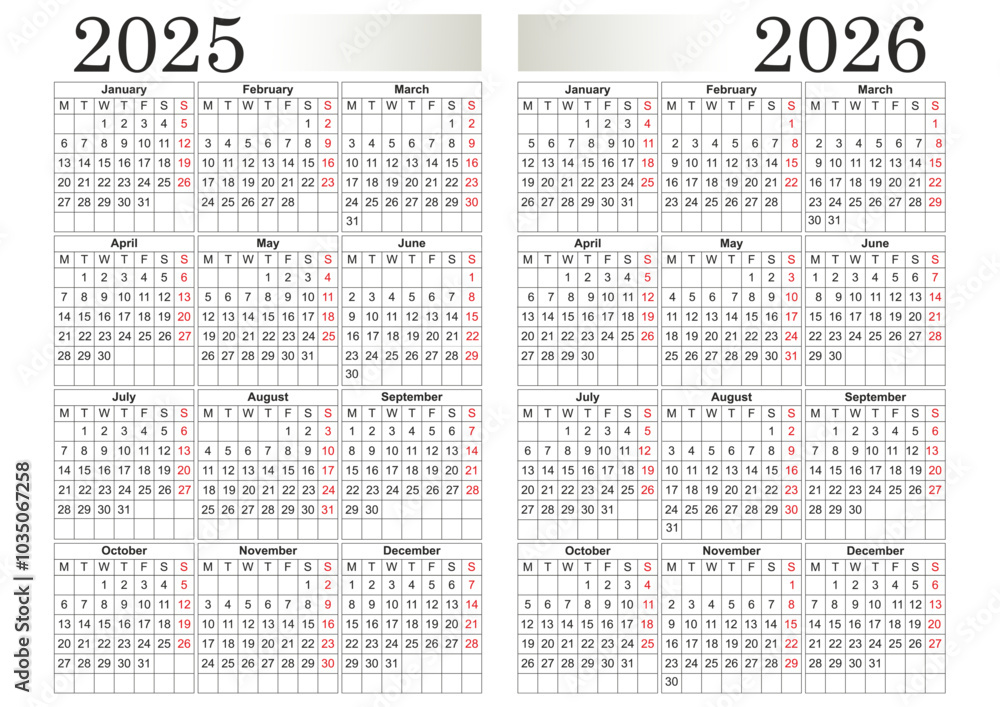 2025-2026_year calendar Stock Vector | Adobe Stock