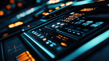 A digital screen with buttons positioned below it, designed for user interaction. This setup is perfect for showcasing technology interfaces, control panels, or user-friendly applications in modern 