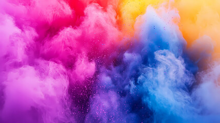 Wall Mural - colored powder explosion. abstract closeup dust on backdrop. colorful explode. paint holi
