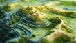 © Татьяна Макарова - Detailed 3D model of hilly landscape with contour lines and green vegetation