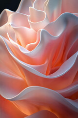 Fototapete - Abstract 3D shapes in soft foam and velvety textures, subtly floating in weightless space, with gentle pastel gradients and intricate line art,