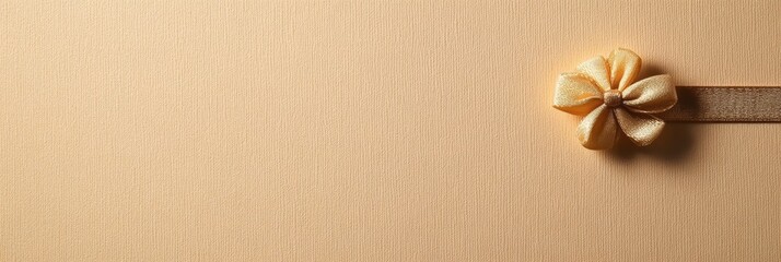 Poster - This composition features a textured gift wrapping paper with a charming bow placed thoughtfully in the corner, adding a touch of elegance. Generative AI