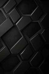 Vector black background with hexagon pattern with space for text. AI generation