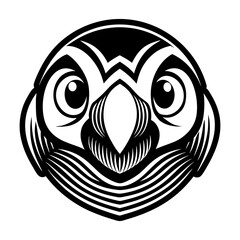 Wall Mural - Puffin face icon in glyph style 