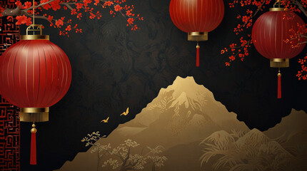 Lunar New Year creative background. Chinese New Year celebration