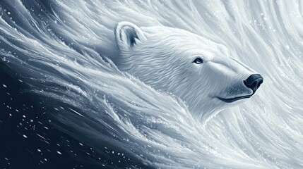 Poster - Polar Bear's Profile Emerging from a Swirling Blizzard