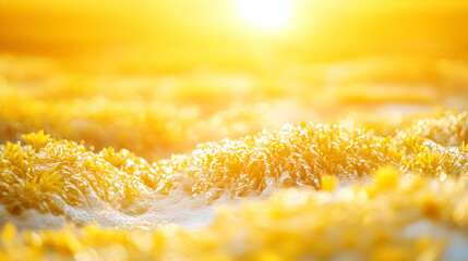 Poster - Golden Field of Flowers Basking in Warm Sunlight