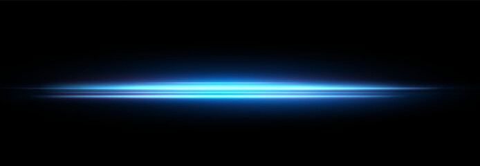 Aufkleber - Blue horizontal lens flares pack. Laser beams, horizontal light rays.Beautiful light flares. Glowing streaks on dark background. Collection effect light blue line png.	
