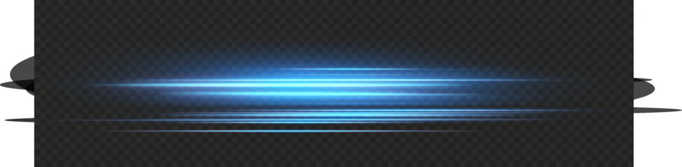 Aufkleber - Blue horizontal lens flares pack. Laser beams, horizontal light rays.Beautiful light flares. Glowing streaks on dark background. Collection effect light blue line png.	
