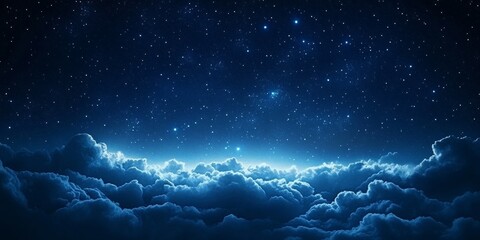 the sky is filled with clouds and stars