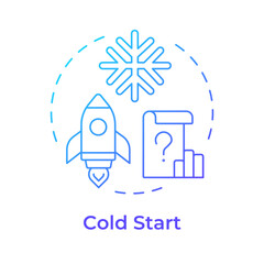 Poster - Cold start blue gradient concept icon. Recommendation system, marketing. Data organization. Round shape line illustration. Abstract idea. Graphic design. Easy to use article, blog post