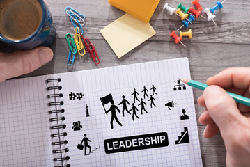 Leadership concept on a notepad