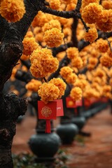 Wall Mural - As part of the Vietnamese Tet Holiday, you can find lucky money and apricot blossom trees