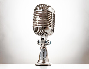 grey vintage microphone silver isolated on white background