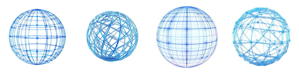 Wall Mural - interconnected wireframe spheres representing global connectivity digital communication and the flow