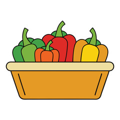 Red bell pepper, red sweet pepper, paprika vector illustration white backgr