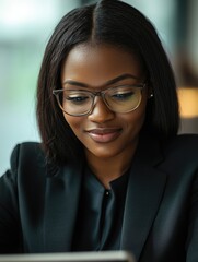 Sticker - Professional Woman Focusing on Laptop