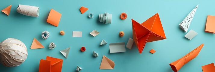 Fototapete - Beautifully Crafted Origami Paper Folding Forming an Intricate Abstract Geometric Pattern Showcasing Elegant Minimalist Design and Creativity