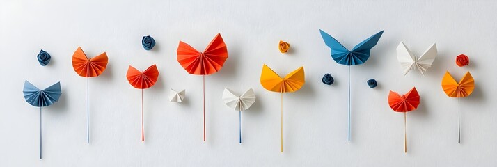 Aufkleber - Beautifully Crafted Origami Paper Folds Forming an Intricate and Geometric Abstract Pattern with Harmonious Symmetry and Minimalist Elegance