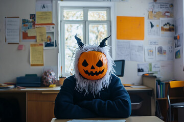 Ai generated photo of children preparing Halloween party