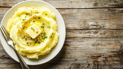 Wall Mural - Creamy Mashed Potatoes with Butter and Green Onions