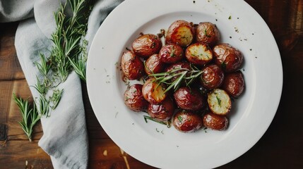 Wall Mural - Crispy Roasted Potatoes with Fresh Herbs