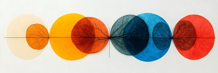Aufkleber - Overlapping Colored Circles Illustrating the Merging and Convergence of Different Thoughts Ideas and Concepts in a Dynamic Fluid and Visually Captivating Manner