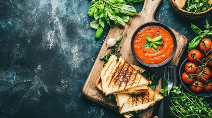 Poster - Delicious Grilled Sandwich with Tomato Sauce and Herbs