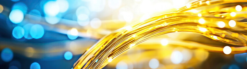 Aufkleber - Abstract Golden Light Streaks with Blue Bokeh.