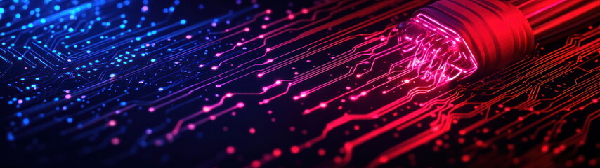 Fototapete - Abstract Technology Background with Glowing Circuit Board.
