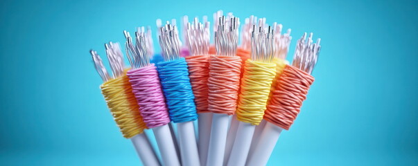 Aufkleber - Colorful Coiled Wires on Blue Background.