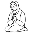 © Diclonius - Woman Praying Quietly With Hands Clasped in a Serene Kneeling Position on a White Background