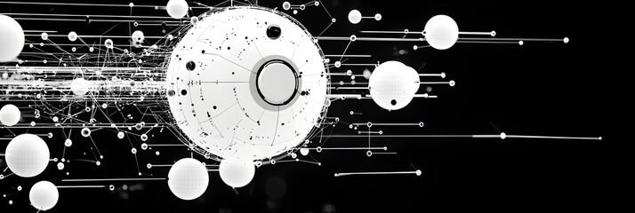 Aufkleber - Interconnected Digital Network of Abstract Dots and Lines Symbolizing the Dynamic and Complex Nature of Technology Communication and Intelligence